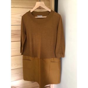 COS Mustard Merino Wool Silk Shift A Line Dress